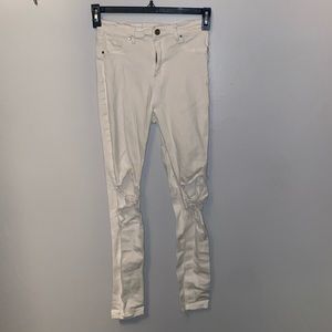 Missguided White Ripped Skinny Jeans